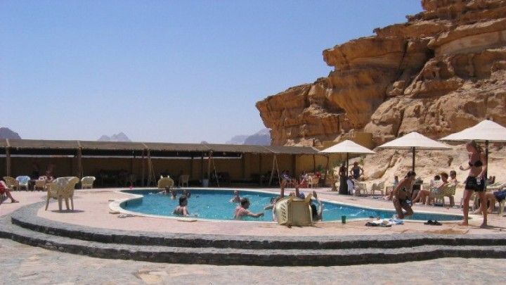 swwiming pool in petra and wadi rum tour from eilat